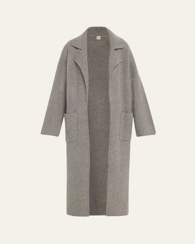 Long Ribbed Wool Cardigan Coat